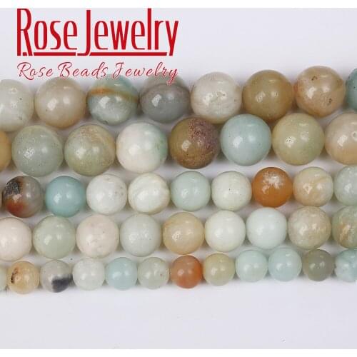 Wholesale Smooth Amazonite Stone Beads Natural Minerals Gem Beads 15" Strand 4 6 8 10 12 mm For Jewelry Making DIY Bracelet