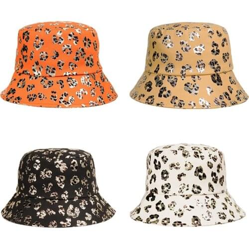 Bucket-Hats Men Women Glitter Leopard Print Fisherman Cat Cotton Fashion Anti-sun Street Hip Hop Panama Hat
