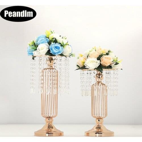 PEANDIM Crystal Flower Vase Holder Candle Holder Wedding Decoration Table Centerpieces Candelabra Party Home Flower Stand 10pcs