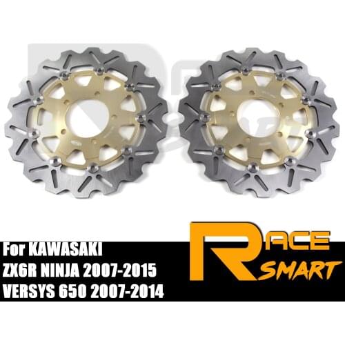 Motorcycle CNC Floating Front Brake Disk Disc Rotors For KAWASAKI ZX6R NINJA 2007-2015 ZX-6R VERSYS650 2008 2009 2010 2011 2012