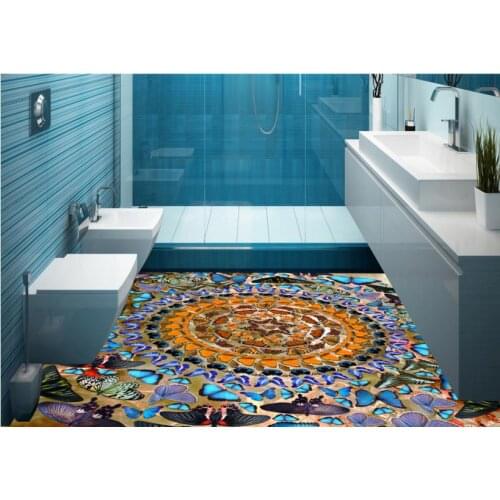 Custom any size 3D Flooring Modern romantic butterfly PVC Waterproof Floor Wallpaper Self-adhesive Wallpapers for Lving room