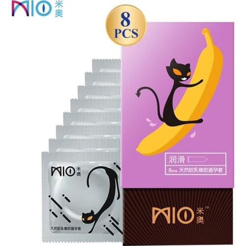 MIO Condom Extra Lubrication Ultra Thin 8pcs Natural Rubber Latex Water Soluble Smooth Penis Sleeve Sex Intimate Goods for Men