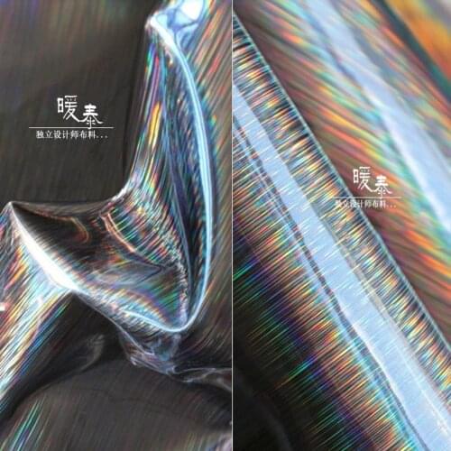 Iridescent PU Leather Tungsten Steel Color Wiredrawing DIY Patches Bags Bows Coat Skirt Stage Decor COSplay Designer Fabric