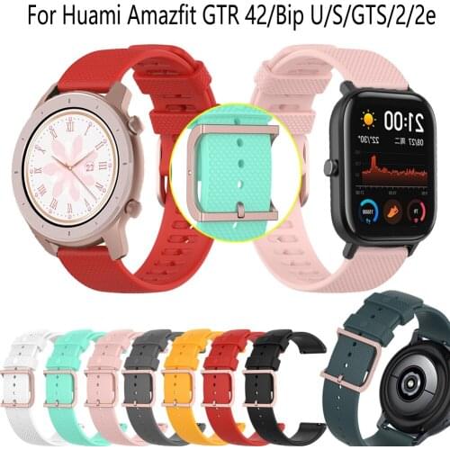For Huami Amazfit GTR 42 Smart Watch for Amazfit Bip U S/GTS2/2e watchstrap Silicone 20mm watch band Bracelet Accessories Correa