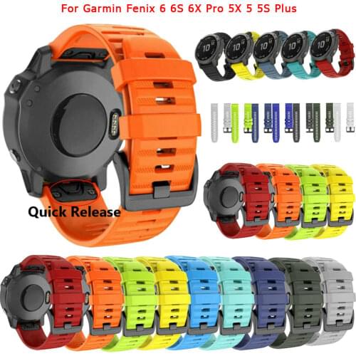 26 22 20mm Silicone Watchband for Garmin Fenix 5S 6S 6 6X Pro Plus 3HR 935 Smartwatch Wrist Strap Waterproof Easyfit