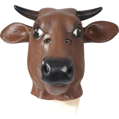 Halloween Bull Head Mask Rubber Latex Crazy Animal Mask Halloween Masquerade Party Costume Funny Crazy Mask