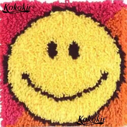 Handicraft cross stitch embroidery needlework sets latch hook diy rug pillow kits Crocheting Rug Yarn Patchwork Pillowcase