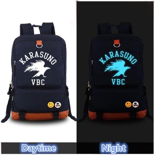 Laptop Backpack Harajuku Hot Anime Haikyuu Karasuno VBC Luminous Printing Women Backpack Mochila Feminina school Canvas Bags