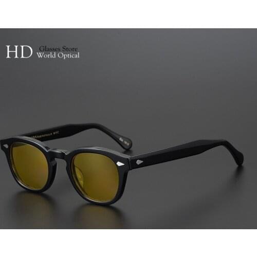 Johnny Depp Retro Polarized Sunglasses For Mens And Womens UV400 HD Anti-reflection Sun Lense Acetate Oval Eyeglasses Driving