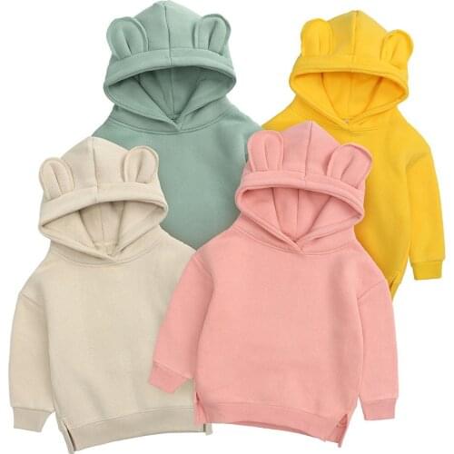 2021 Baby Boys Girls Clothes Winter Spring Hoodies Korean Cute ears Kids Hoodie Thicken Fleece Sweatshirt Childrens Clothing
