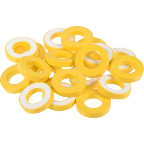Uxcell 20pcs 21 x 39 x 8.5mm Ferrite Ring Iron Powder Toroid Cores Yellow White