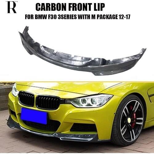 V Style Carbon Fiber Front Bumper Chin lip for BMW F30 Sedan F31 Wagon 320 328 330 340 with M Package 12 - 19