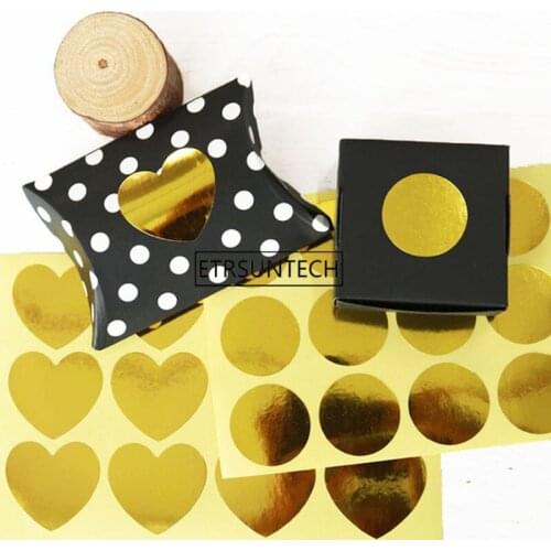 Gold Heart Round Labels Envelope Seals Gift Labels Wedding Party Favor And Gift Stickers