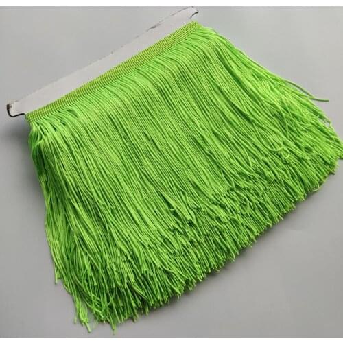 1Meters Pretty Fruit Green 15CM Long Lace Fringe Trim Polyester Tassel Fringe Trimming Diy Latin Dress Stage Clothe Accessories