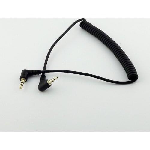 1pc 5FT 3.5mm Male 3 Pole to Male Stereo Angled Audio Coiled Spiral Adapter Cable