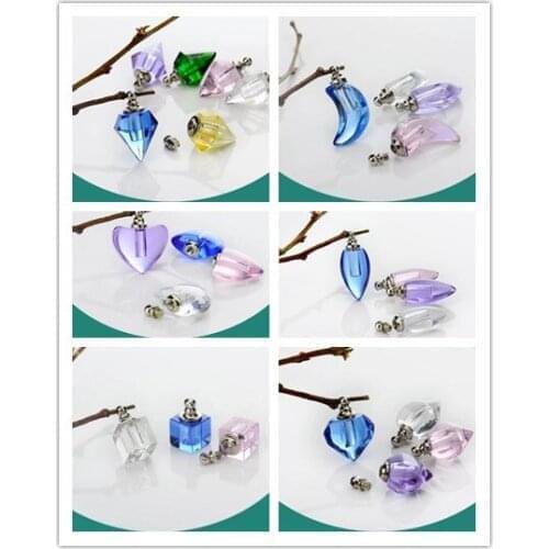 1pc Mix Crystal Vial Pendants Mini Glass Bottles Rice vials Screw Cap Necklace Perfume Bottle Rice Charms DIY Name on Rice Art