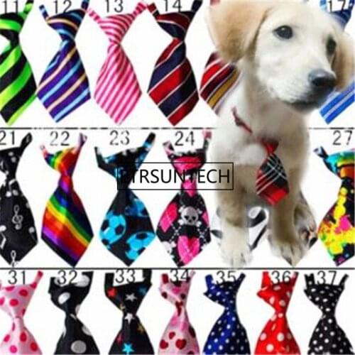 100pcs Pet Dog Cat Striped Bow Tie Animal Bowtie Collar Pet Adjustable Neck Tie White Collar Dog Necktie