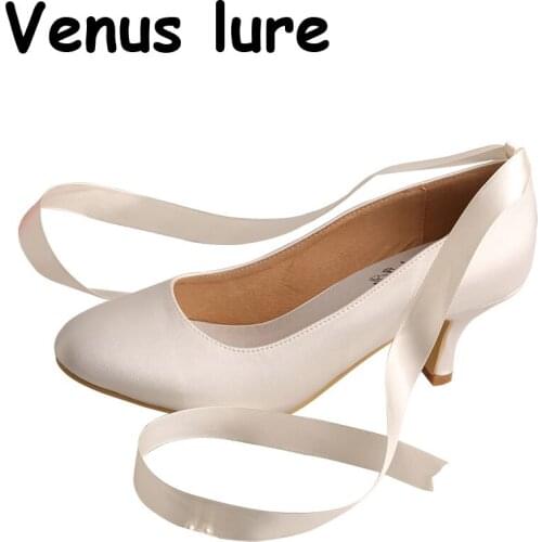 23 Colors) Bridal High Heels Shoes with Strap for Women Ribbon Tie Size 7