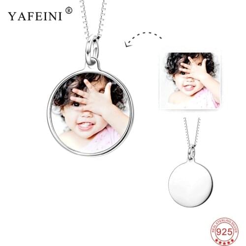 925 Sterling Silver Custom Name and Photo Necklace Personalized Round Pendant Necklace Fashion Accessories