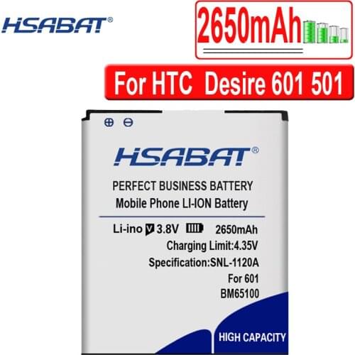 HSABAT BM65100 2650mAh Battery For HTC Desire 601 501 510 619D ZARA 700 7060 6160 7088 E1 603e battery