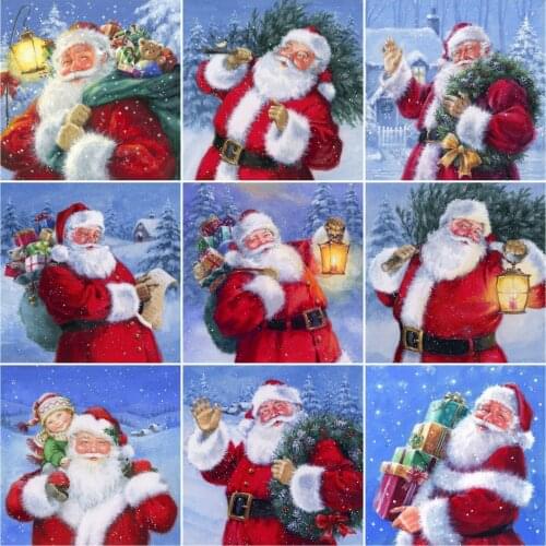 AZQSD Diamond Painting Santa Claus Christmas Cross Stitch Full Drill Handicraft Diamond Embroidery Portrait Mosaic Home Decor