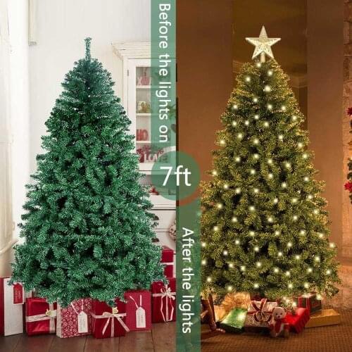 7ft/210cm Big LED Artificial Christmas Tree with 400pcs Lights 1300pcs Branches New Year Automatic Artificial Xmas Trees