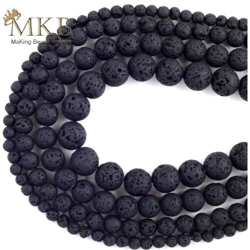 4mm-12mm Natural Black Hematite Lava Stone Beads Round Matte Spacer Loose Beads For Jewelry Making Diy Bracelet Strand 15"