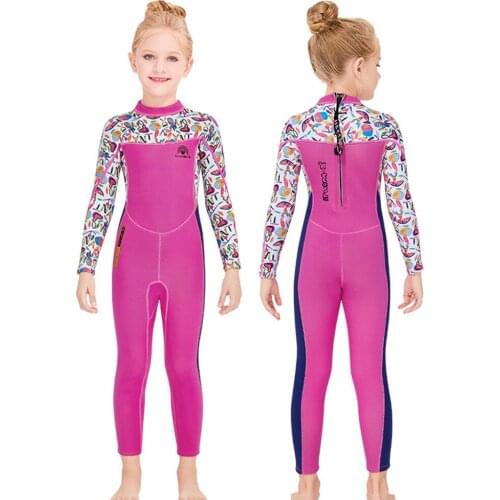Wetsuit 2.5MM Neoprene Girls Windsurf Surf Bathing Suit Kitesurf Children Rash Guard Swimming Scuba Diving Kids Swimsuit Clothes