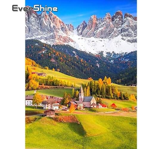 EverShine DIY Diamond Embroidery House Full Drill Square Diamond Painting Landscape Rhinestones Mosaic Mountain Handmade Gift