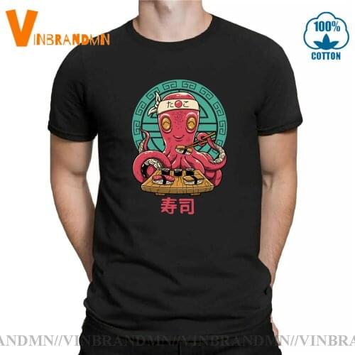 Japan Cartoon style Geek Octo Sushi Bar t shirt men Funny Octopus chef sushi t-shirt for foodies gift tasty food tshirt
