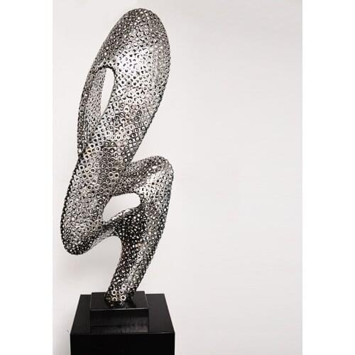 Hot sale hotel club lobby Chinese style modern large floor stainless steel abstract ornaments art entrance metal decorations