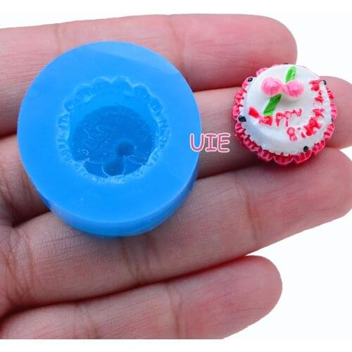 GYL257U 18.5mm Birthday Cake Silicone Mold Fondant Cake Decoration Candy Resin Clay Earrings Necklace Craft Soap Candle