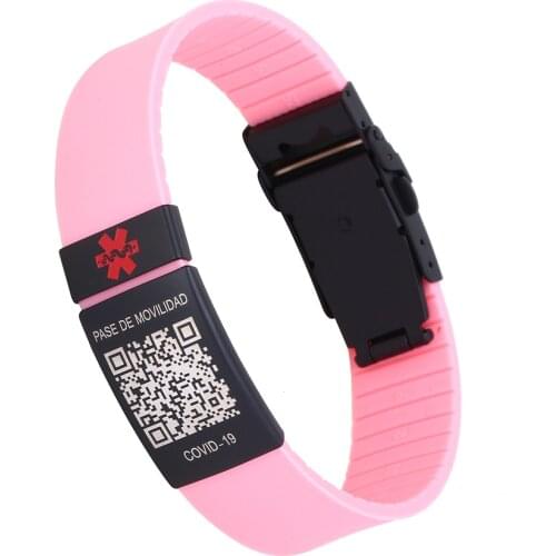 Customized Women Medical Alert Bracelets QR Code for Mobility Pass Stay Safe Silicone Wristband Personalized Medical ID Bracelet