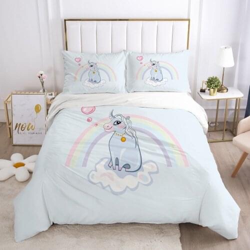 Cartoon Bedding Set for kids baby duvet cover set for home bed linen bedclothes family sets Euro 70x70 Baby Rainbow unicorn