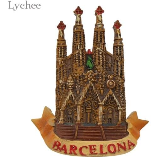 Lychee Life Barcelona Church Pattern Fridge Magnets Souvenirs Refrigerator Stickers Kids Gifts Party Favor Home Decoration
