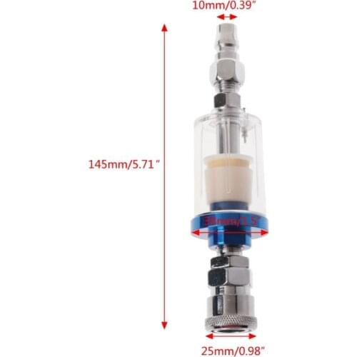 1/4" Mini Oil Water Separator With Integrated Air Filter For Pneumatic Compressor Spray Paint Tool Pressure Quick Connector