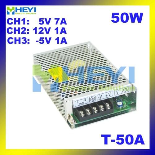 Mini power supply with triple switching output 5V 7A, 12V 1A, -5V 1A ac to dc T-50A power supply