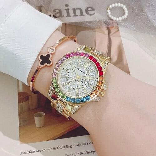Fashion Rhinestone Women Watch New Design Rhinestones Dial Ladies Wristwatch Stainless Steel Strap Quartz Watches Women