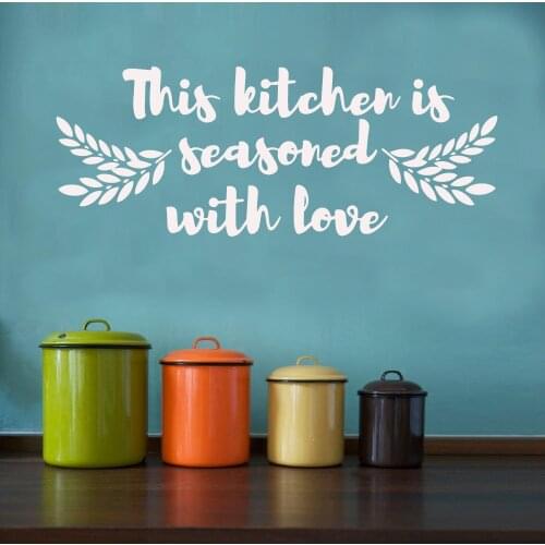 Cartoon this kitchen is seasoned with love Vinyl Decals Wall Stickers Living Room Children Room Waterproof Wall Art Decal