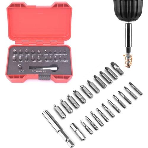 22 PC Damaged Stripped Screw Remover Set All-Purpose Dr01 Dr10 Ex01 Ex10 Screw Extractor Set Broken Bolt Remover Tool