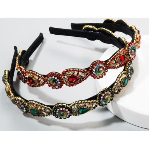 Wholesale New Rhinestone Bling Baroque Headband Colorful Crystal Diamond Luxury Hairband for Women 2020 Hair Accessories