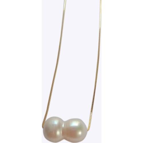 18 inch 925 silver pendant necklace,100% nature freshwater near-bottle ship baroque pearl ,18k gold plating