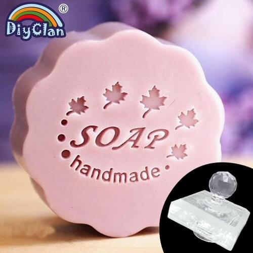 Maple Leaf Handmade Soap Stamp Transparent Natural Handmade Soap Seal With Handle Acrylic Resin Chapter Custom