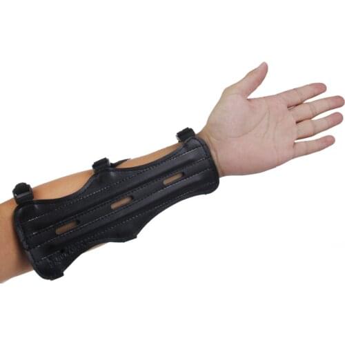 Durable Archery Arm Guard Adjustable 3 Strap Arm Guard Protective Leather Archery Armband for Children Adults