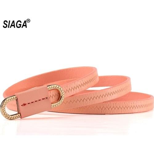 Fashionable Personality Pink Belt Simple Narrow Waistband Skirt Decorative Genuine Belts for Women Accessories FCO180
