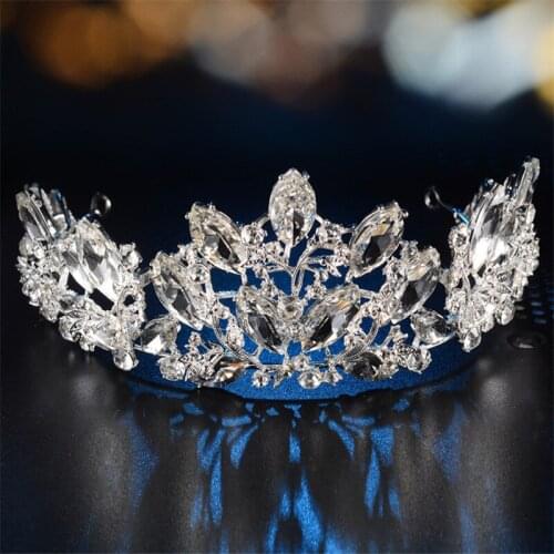 Luxury Wedding Hair Accessories Bridal Crystal Tiaras And Crowns Princess Queen Pageant Prom Big Rhinestone Tiara Hair Jewelry