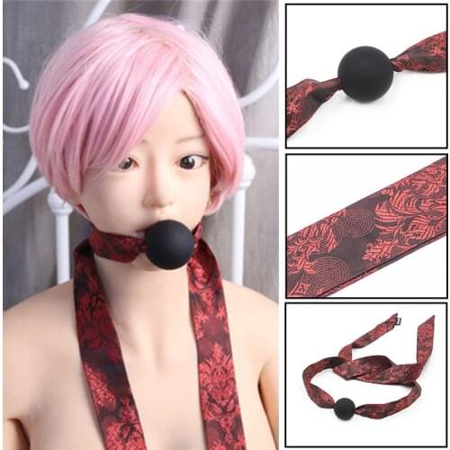 Mouth Gag Red Chinese Style Pattern Oral Ball Silicone Mouth Ball Sex Toy for Couples Dropshipping --01
