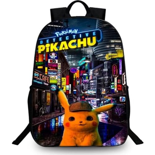16 Inch Pokemon Detective Pikachu Backpack 3D Cartoon Student Large Capacity Wearable Children Boys and Girls Schoolbag