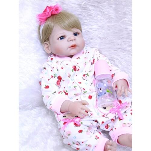 Full body silicone reborn baby girl dolls 22inch bebes reborn bonecas lifelike new born toddler baby princess dolls