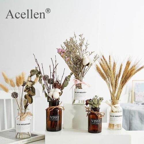 Nordic Glass Reagent Vase Hydroponic Dried Flower Small Vase Home Decor Modern Living Room Decoration Accessories Glass Vase